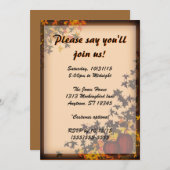 Autumn Leaves Pumpkins Halloween Invitation Kaart (Voorkant / Achterkant)