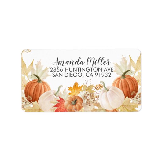 Autumn Leaves Pumpkins Return Address Label (Voorkant)