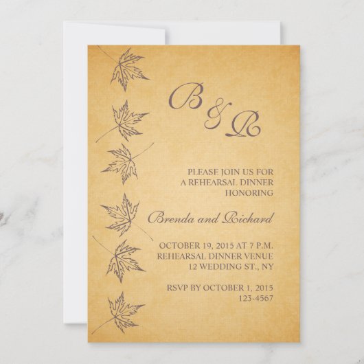  AUTUMN LEAVES REHEARSAL DINNER INVITE KAART (Voorkant)