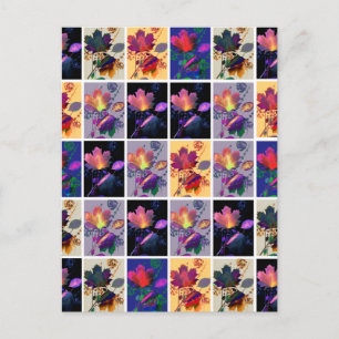 Autumn Leaves Rustic Patchwork Quilt Collage Briefkaart