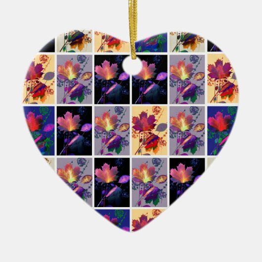 Autumn Leaves Rustic Patchwork Quilt Collage Keramisch Ornament (Voorkant)