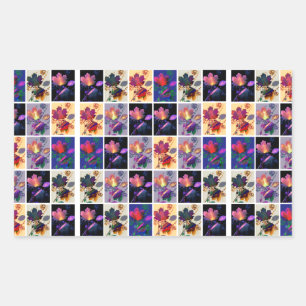 Autumn Leaves Rustic Patchwork Quilt Collage Rechthoekige Sticker