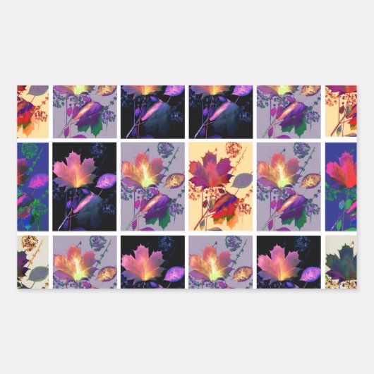 Autumn Leaves Rustic Patchwork Quilt Collage Rechthoekige Sticker (Voorkant)