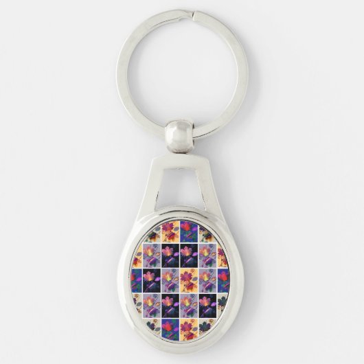 Autumn Leaves Rustic Patchwork Quilt Collage Sleutelhanger (Voorkant)