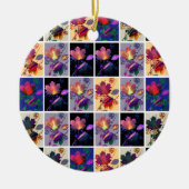 Autumn Leaves Rustic Patchwork Quilt Keramisch Ornament (Voorkant)