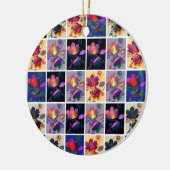 Autumn Leaves Rustic Patchwork Quilt Keramisch Ornament (Links)
