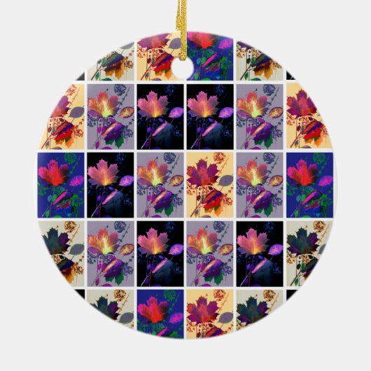 Autumn Leaves Rustic Patchwork Quilt Keramisch Ornament (Achterkant)