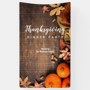 Autumn Leaves Rustic Pumpkin Thanksgiving Dinner Spandoek