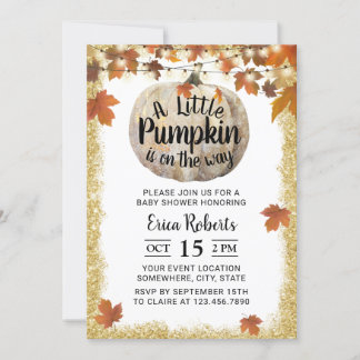 Autumn Leaves String Lights Baby shower Kaart