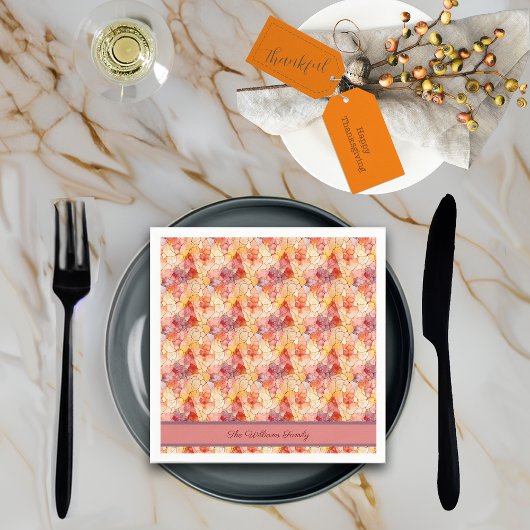 Autumn Leaves Terrazzo Effect Aangepaste naam Servet