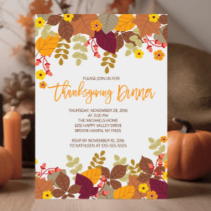 Autumn Leaves Thanksgiving Dinner Invite Kaart