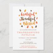 Autumn Leaves Typographic Thanksgiving Potluck Kaart (Voorkant)