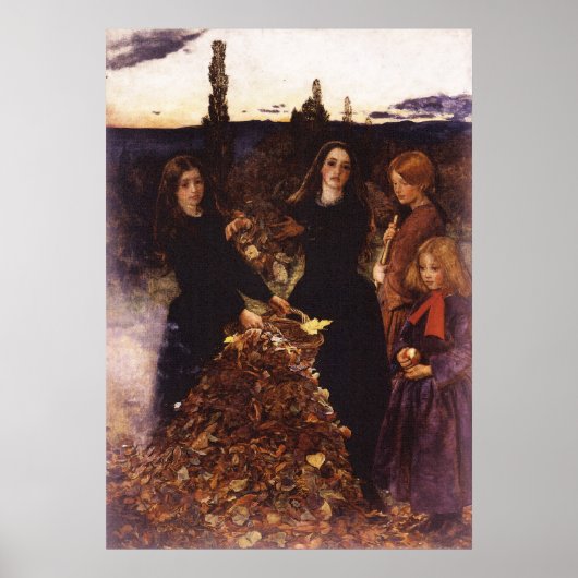 Autumn Leaves van John Everett Millais Poster (Voorkant)