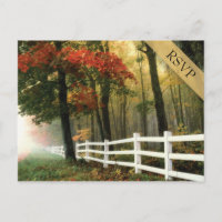 Autumn Leaves White Picket Fence Wedding RSVP