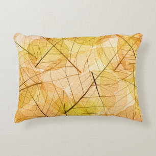 Autumn Leaves yellow en oranje Background - trans Accent Kussen