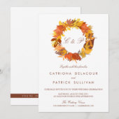 AUTUMN LEIDT WREATH FALL WEDDING INVITATION KAART (Voorkant / Achterkant)