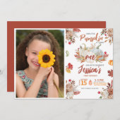 Autumn Little Pumpkin draaien een Herfst Verjaarda Kaart (Voorkant / Achterkant)