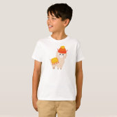 Autumn Llama, Cute Llama, Alpaca, Llama met Pet T-shirt (Voorkant volledig)