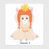 Autumn Llama, Cute Llama, Llama met Pet, Alpaca Sticker (Vel)