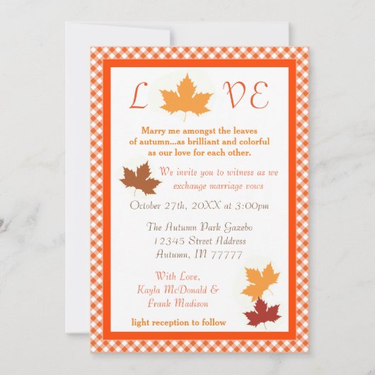Autumn Love Leaf - Wedding Invitation Kaart (Voorkant)