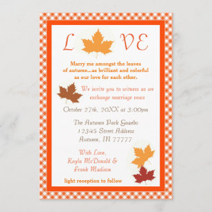Autumn Love Leaf - Wedding Invitation Kaart