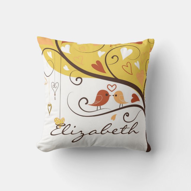 Autumn Lovebird Personalized Pillow Kussen (Voorkant)