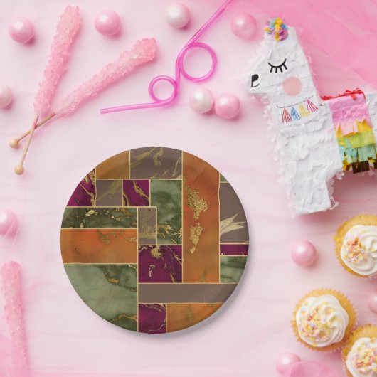 Autumn Luxury | Geometrische gouden handdoepering Papieren Bordje (Feest)