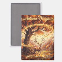 Autumn Magic Forest Deer Personalized Magnet
