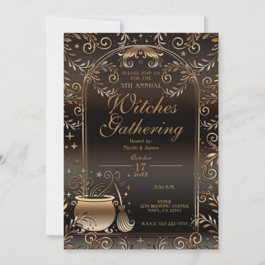 Autumn Magic Whimsical Herfst Heksen Bijeenkomst Kaart (Voorkant)