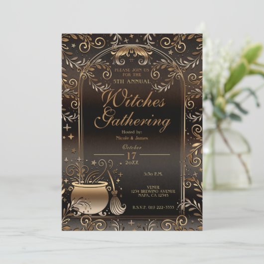 Autumn Magic Whimsical Herfst Heksen Bijeenkomst Kaart (Staand voorkant)