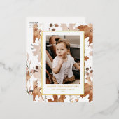 Autumn Maple laat Happy Thanksgiving-foto achter Folie Feestdagen Briefkaart (Voorkant / Achterkant)