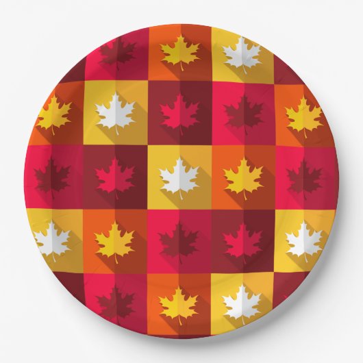 Autumn Maple laat helder patchwork over Papieren Bordje (Voorkant)