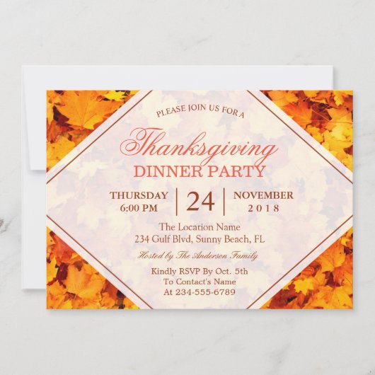 Autumn Maple laat Thanksgiving eten Kaart (Voorkant)