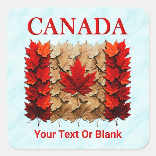 Autumn Maple Leaf Canadian Flag Vierkante Sticker (Voorkant)