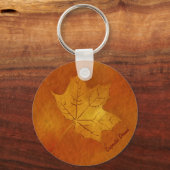 Autumn Maple Leaf in Gold Sleutelhanger (Voorkant)