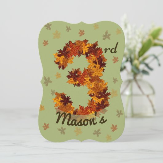 Autumn Maple Leaf Oranje Brown Yellow 3rd Birthday Kaart (Staand voorkant)