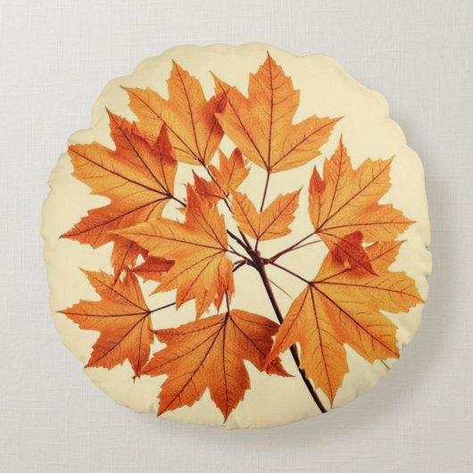 Autumn Maple Leaf Print: Fall Foliage Rond Kussen (Voorkant)