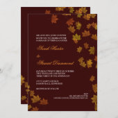 Autumn Maple Leaf Wedding Invitation - Brown Kaart (Voorkant / Achterkant)