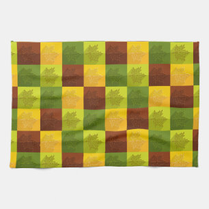 Autumn Maple Leaves, brown, Gold, green Theedoek