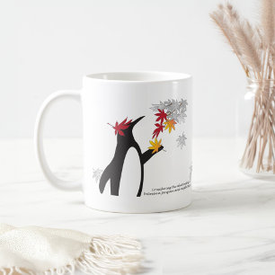 Autumn Maple Leaves en Cute Funny Penguin Koffiemok