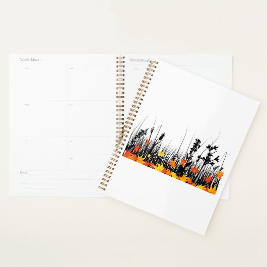 Autumn Maple Leaves en Wild Grass Silhouette Planner