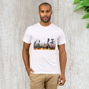 Autumn Maple Leaves en Wild Grass Silhouette T-shirt