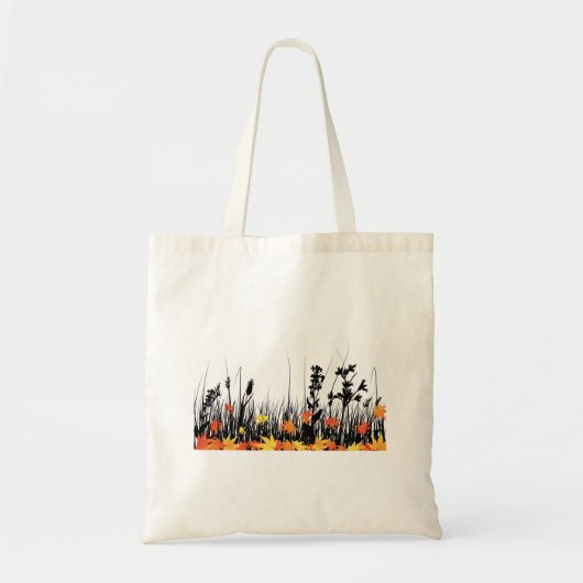 Autumn Maple Leaves en Wild Grass Silhouette Tote Bag (Voorkant)