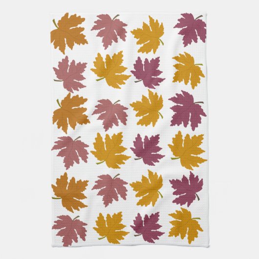 Autumn Maple Leaves Modern  Theedoek (Verticaal)