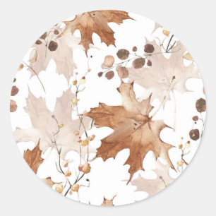 Autumn Maple Leaves Pattern Thanksgiving Ronde Sticker
