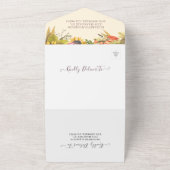 Autumn Maple Leaves Pumpkin Sunflower Weddenschap  All In One Uitnodiging (Buitenkant)