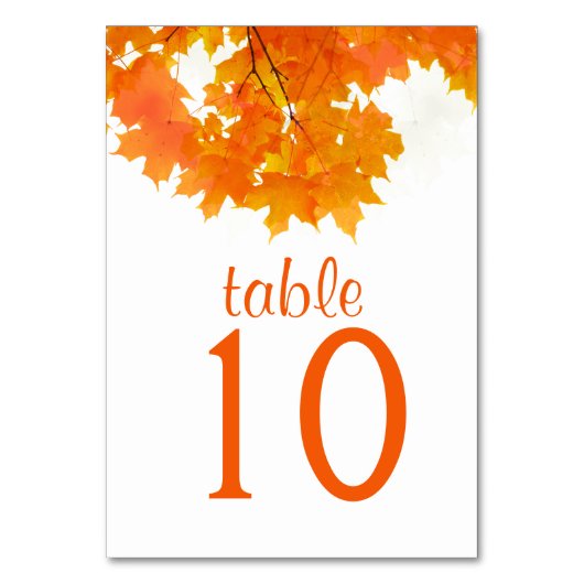 Autumn Maple Leaves Table Kaart (Voorkant)