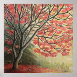 Autumn Maple Tree Print Landscape Art Poster