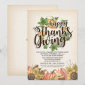 Autumn Maple verlaat Chic Thanksgiving Dinner Part Kaart (Voorkant / Achterkant)