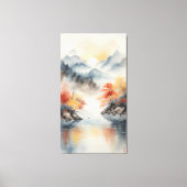 Autumn Mist Over the Mountain Lake Canvas Afdruk (Voorkant)